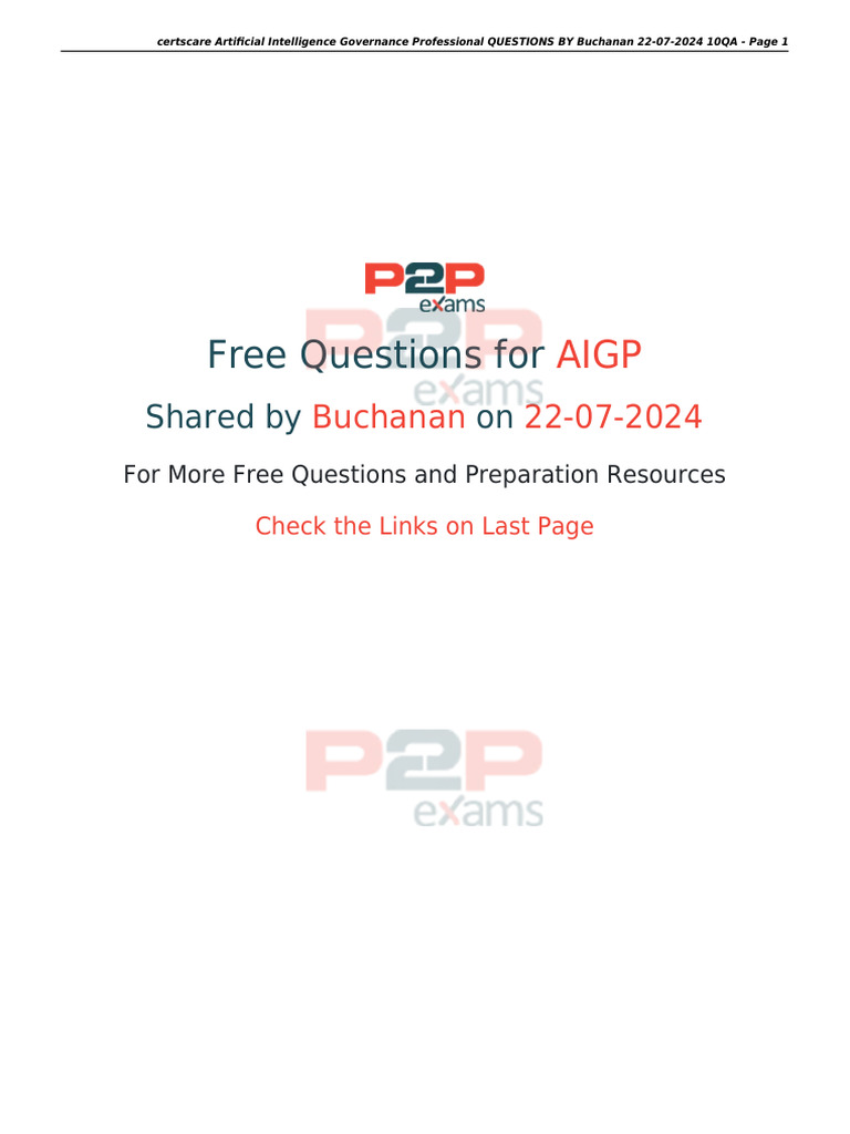 AIGP Exam Questions and Answers Guide | PDF | Artificial Intelligence ...