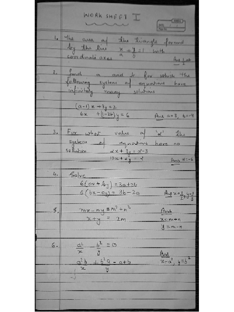 Maths Worksheet 1 | PDF