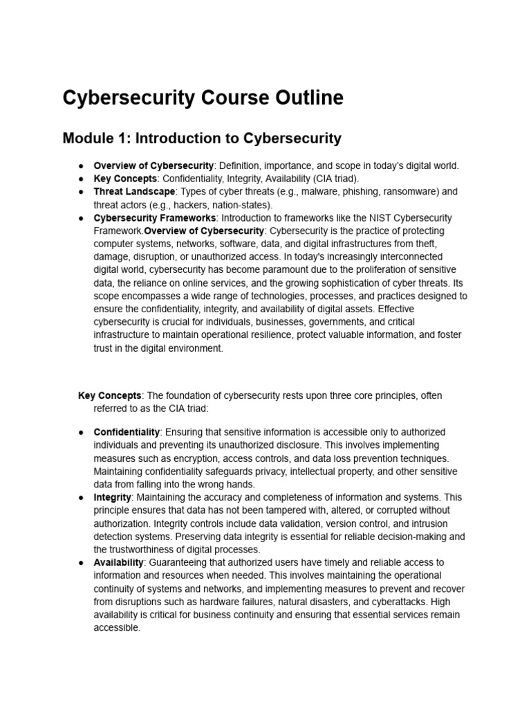 Cybersecurity Course Overview and Modules | PDF | Internet Protocol ...