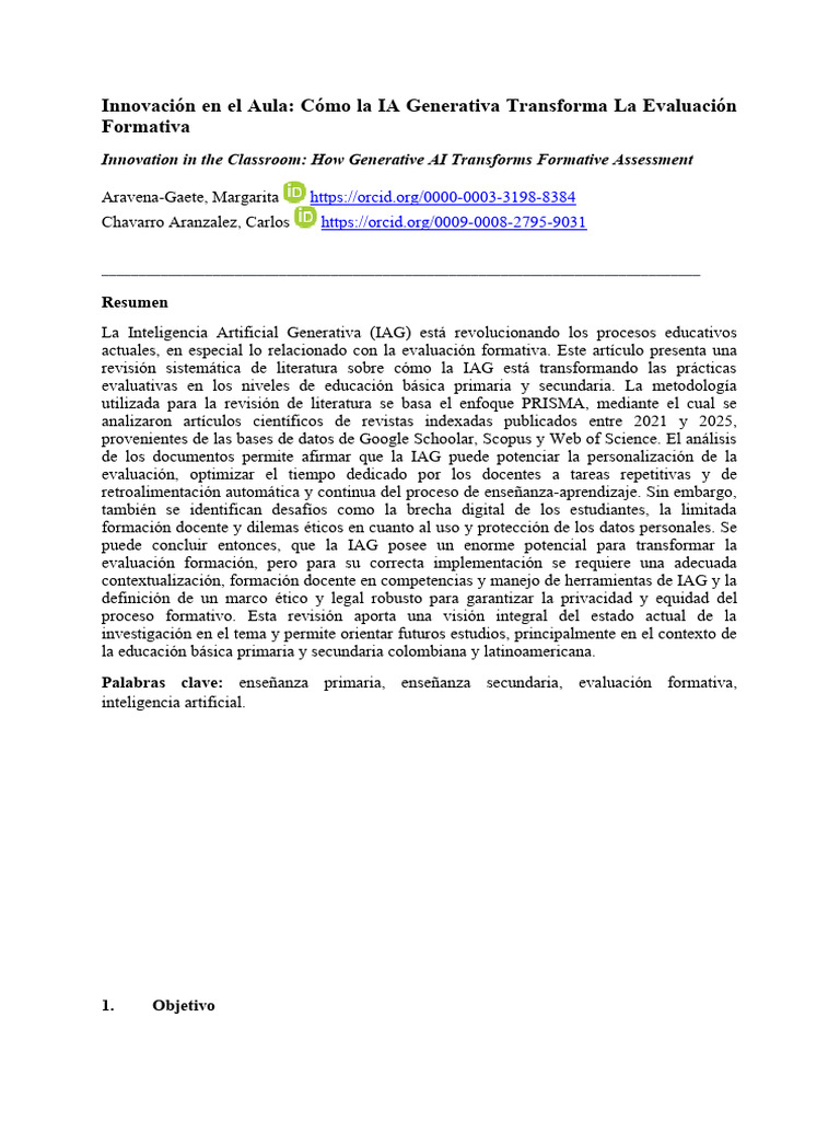 IA Generativa en Evaluación Formativa | PDF | Inteligencia artificial ...