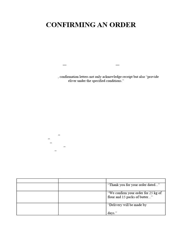 Confirming An Order | PDF | Verb | Grammatical Tense