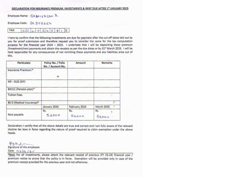 Self Declaration HRA Future Proof | PDF