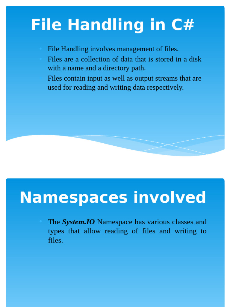 File Handling Techniques in C# | PDF | Computer File | C Sharp ...