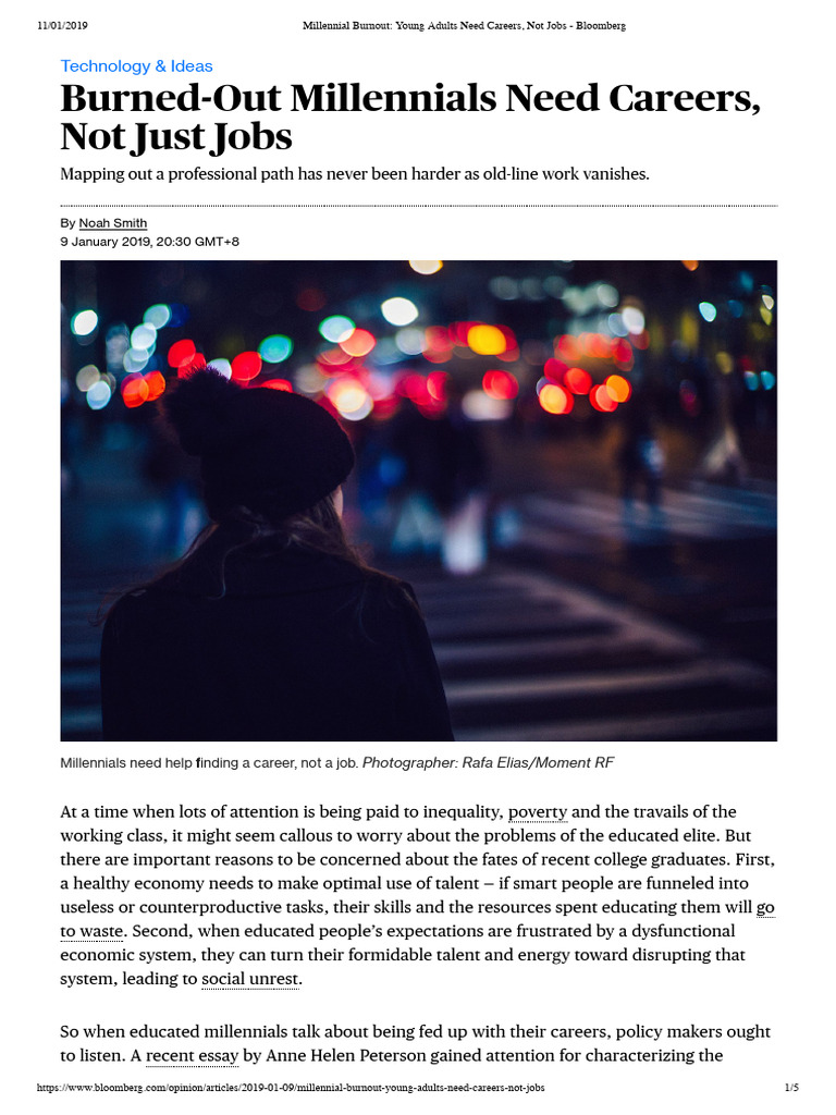 Millennial Burnout - Young Adults Need Careers, Not Jobs - Bloomberg ...