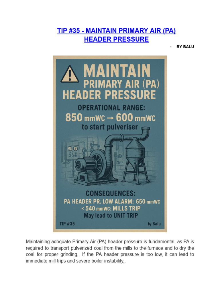 Maintain Primary Air Header Pressure | PDF | Gas Technologies ...