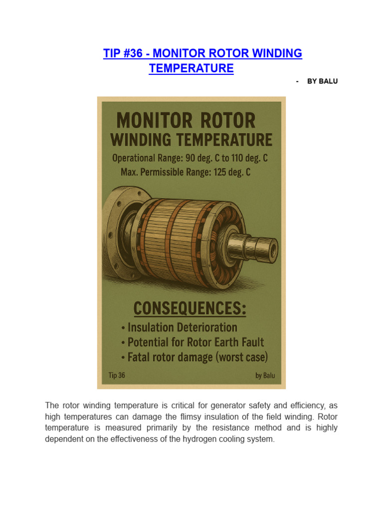 Monitor Rotor Winding Temperature Safely | PDF | Turbine | Temperature
