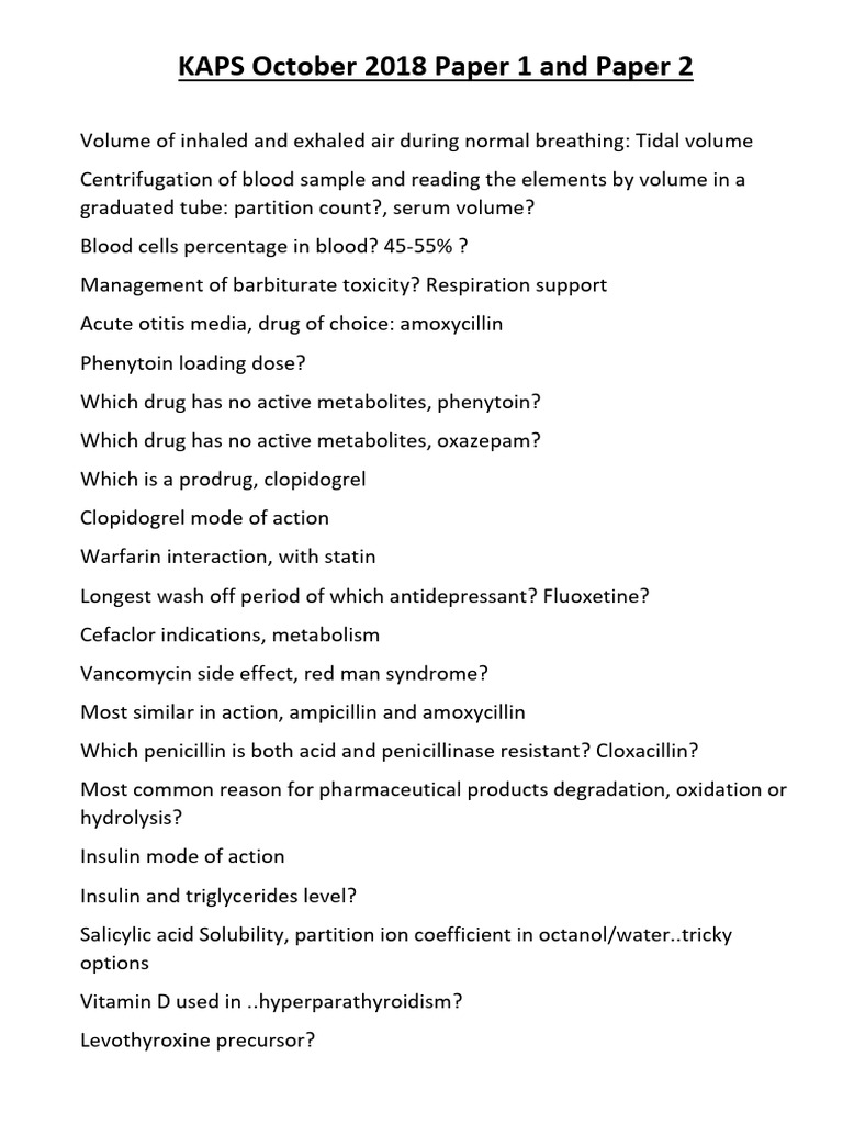 01 KAPS Oct 2018 V1 | PDF | Drugs | Medical Specialties