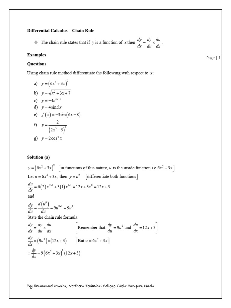Chain Rule Differentiation Guide | PDF | Mathematical Concepts ...