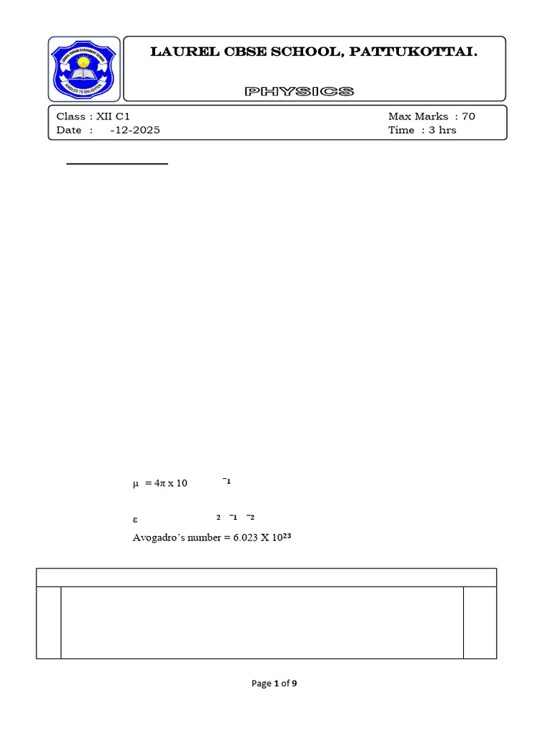 Class XII Physics Pre Board Exam Paper | PDF | Diode | P–N Junction