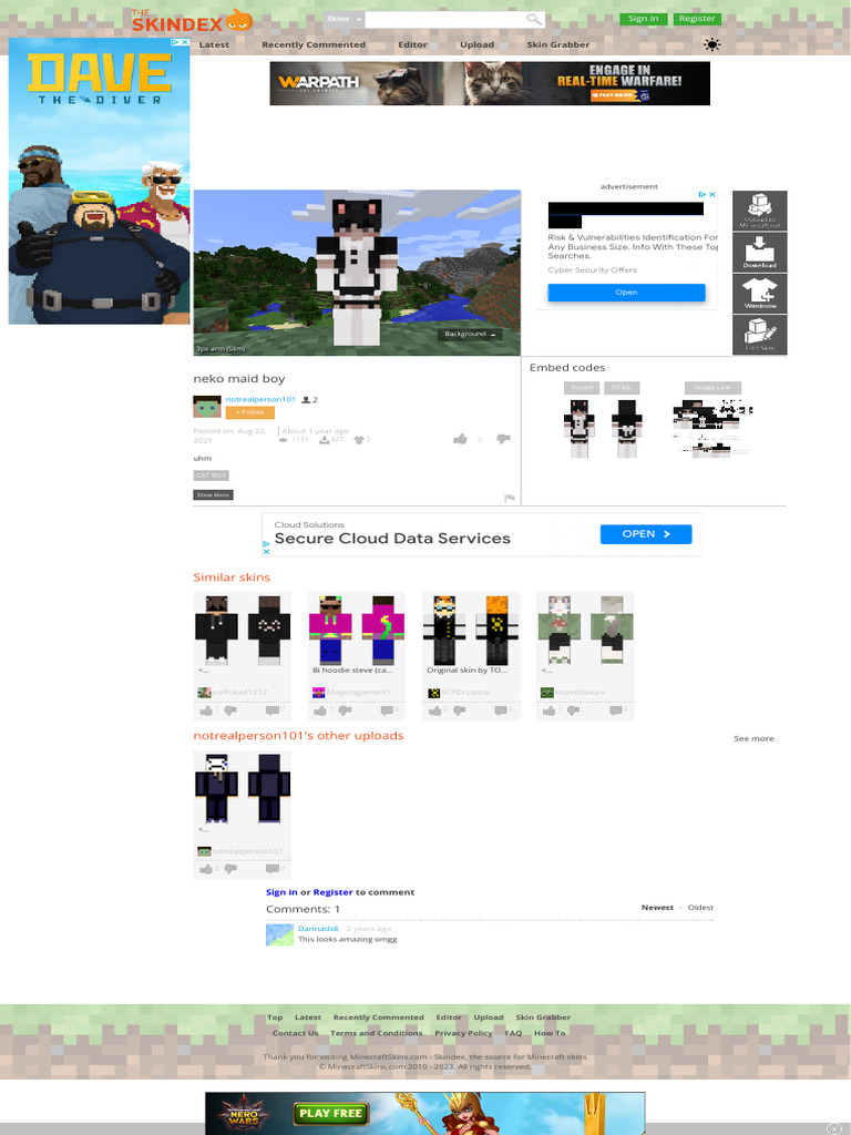 Neko Maid Boy Minecraft Skin | PDF | Cyberspace