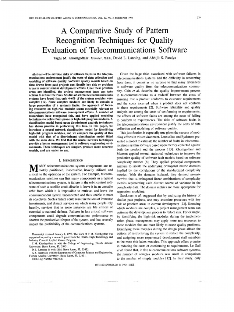 Neural Network Models for Telecom Software Quality | PDF | Principal ...