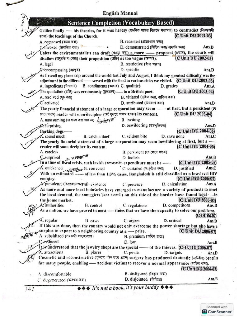 Sentence Completion PDF Made by Mahadi's | PDF