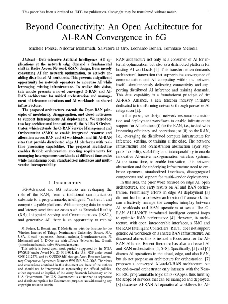 AI-RAN and O-RAN Convergence Architecture | PDF | Artificial ...