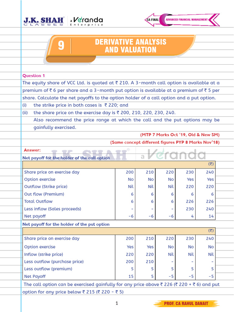 Derivative Analysis and Option Strategies | PDF | Option (Finance ...