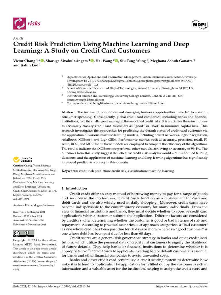 Credit Risk Prediction with ML Techniques | PDF | Machine Learning ...