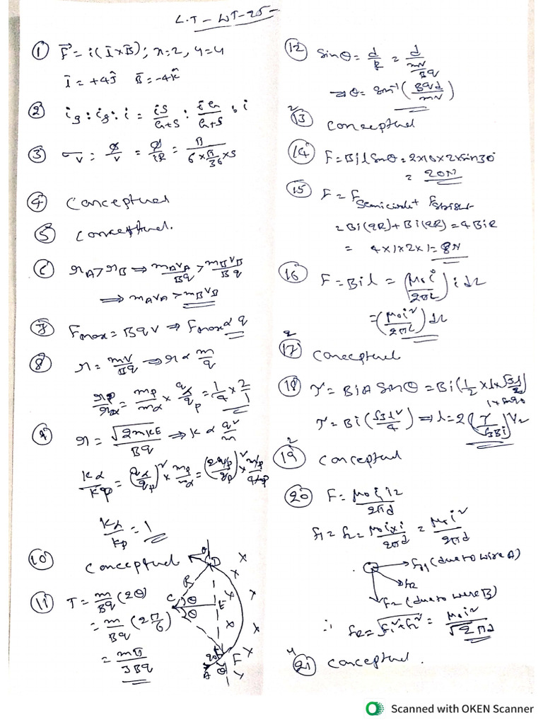 LT WT 25 Physics Solutions | PDF