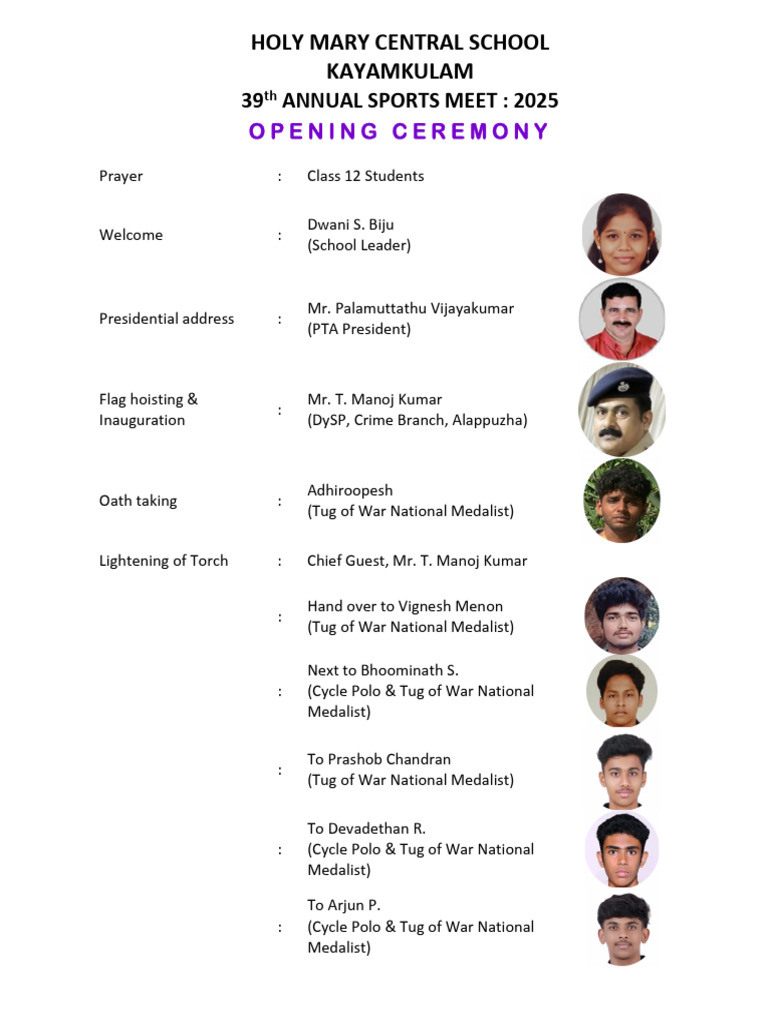 39th Annual Sports Meet 2025 Program | PDF