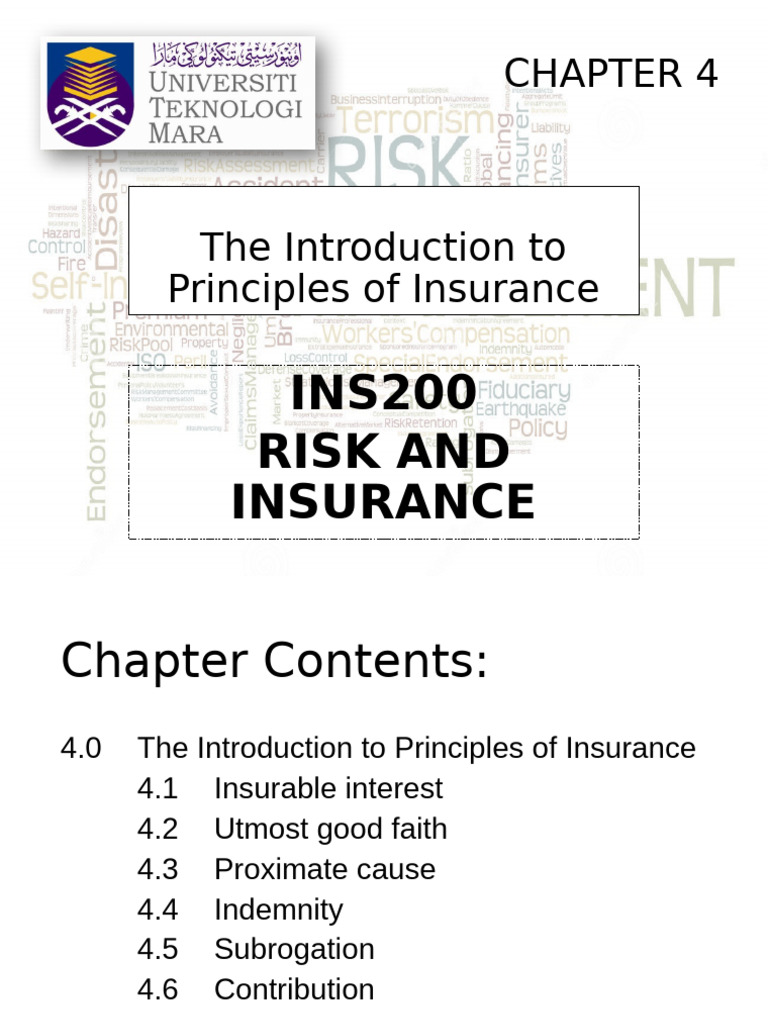 Principles of Insurance Explained | PDF | Insurance | Assignment (Law)