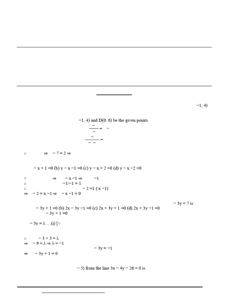 Maths Class Xi Chapter 09 Straight Lines Practice Paper 10 2024 | PDF ...