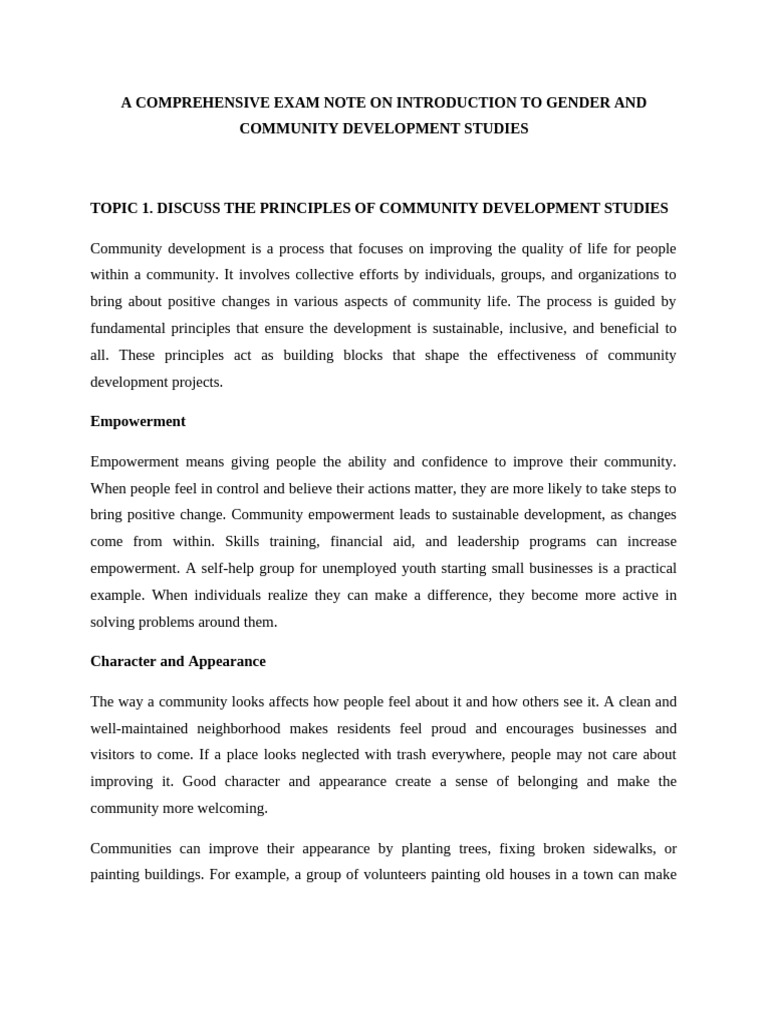 Note On Gender and Community Development Studies | PDF | Microfinance ...