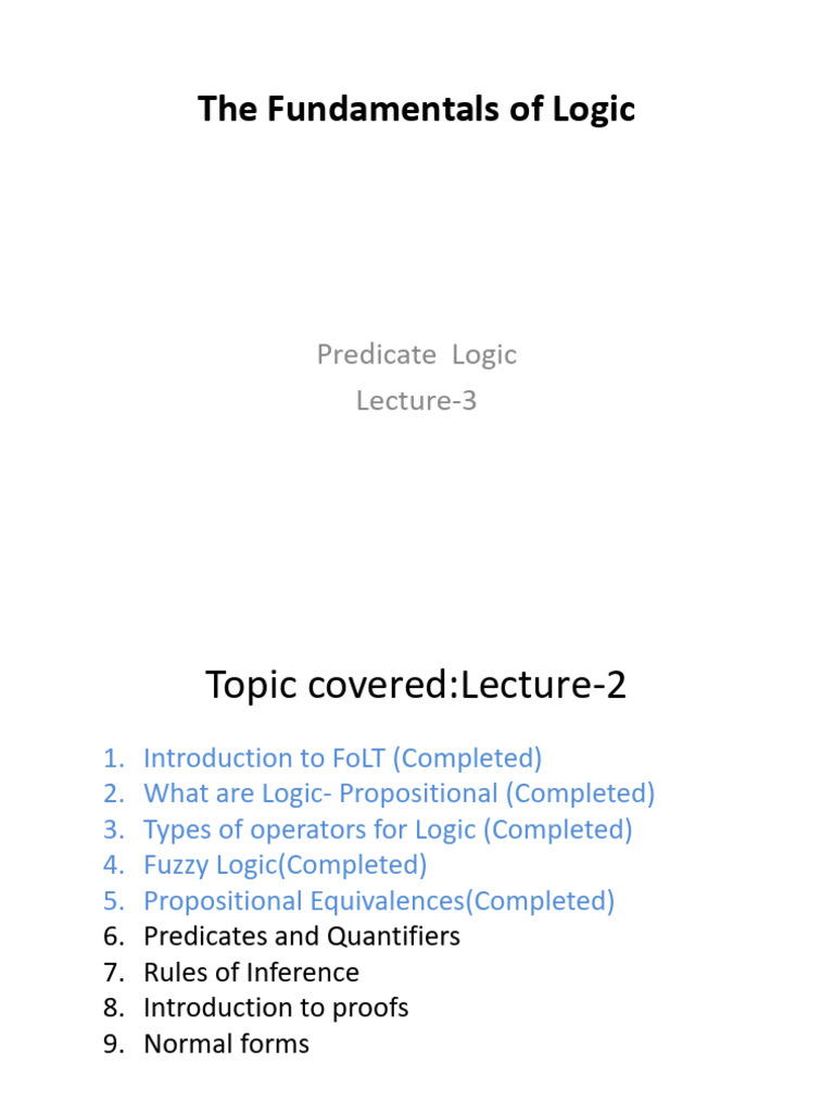 Fundamentals of Logic and Predicate Logic | PDF | Argument | Logic