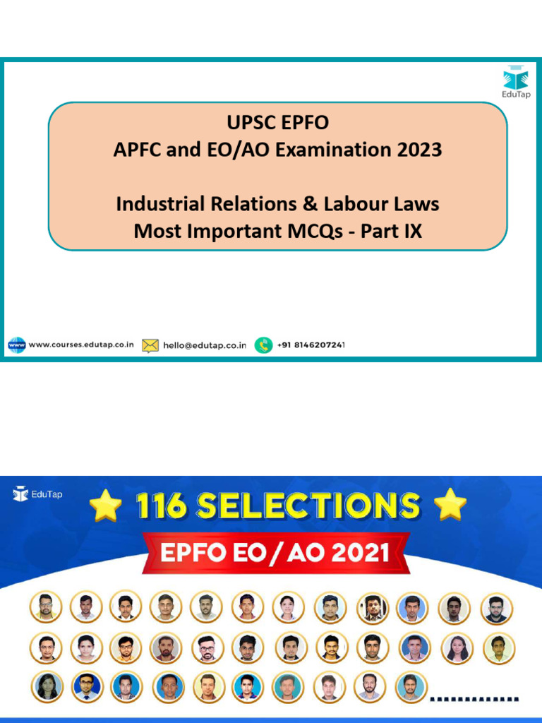UPSC EPFO 2023: Key MCQs on Labour Laws | PDF | Collective Bargaining ...