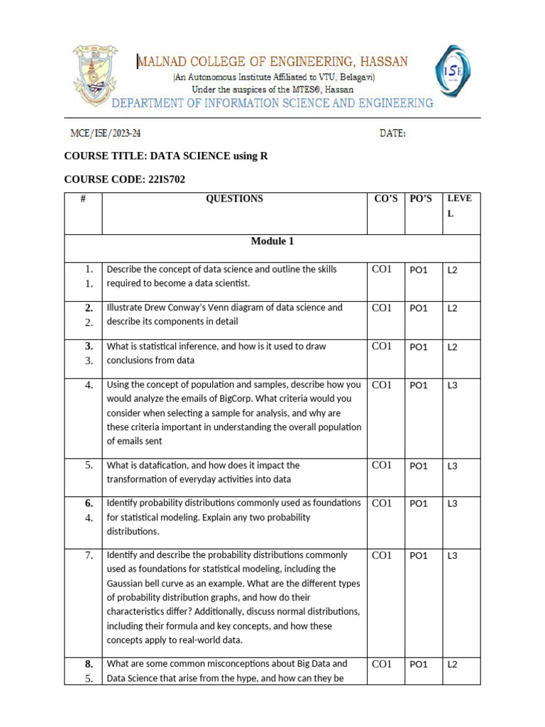 Data Science Course Overview with R | PDF | Regression Analysis ...