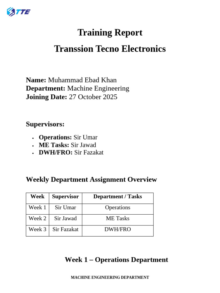 Machine Engineering Training Report | PDF | Calibration