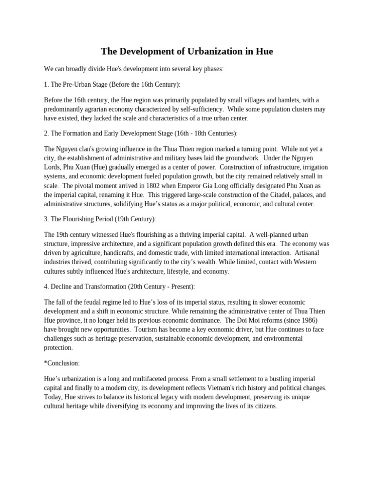 The Development of Urbanization in Hue | PDF | Hue | Urbanization