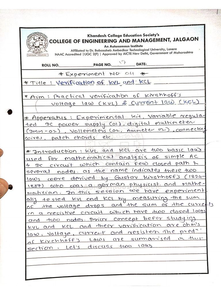 Beee Practical KVL | PDF