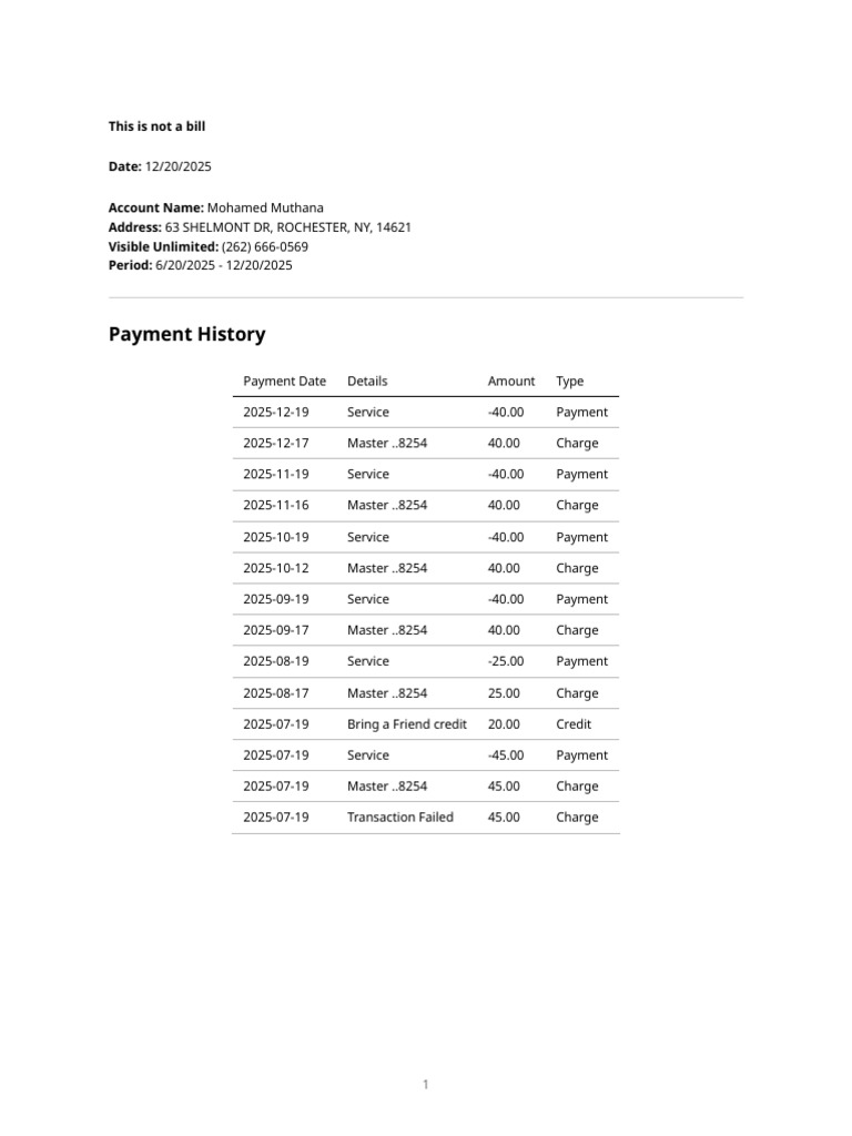Payment History for Mohamed Muthana | PDF