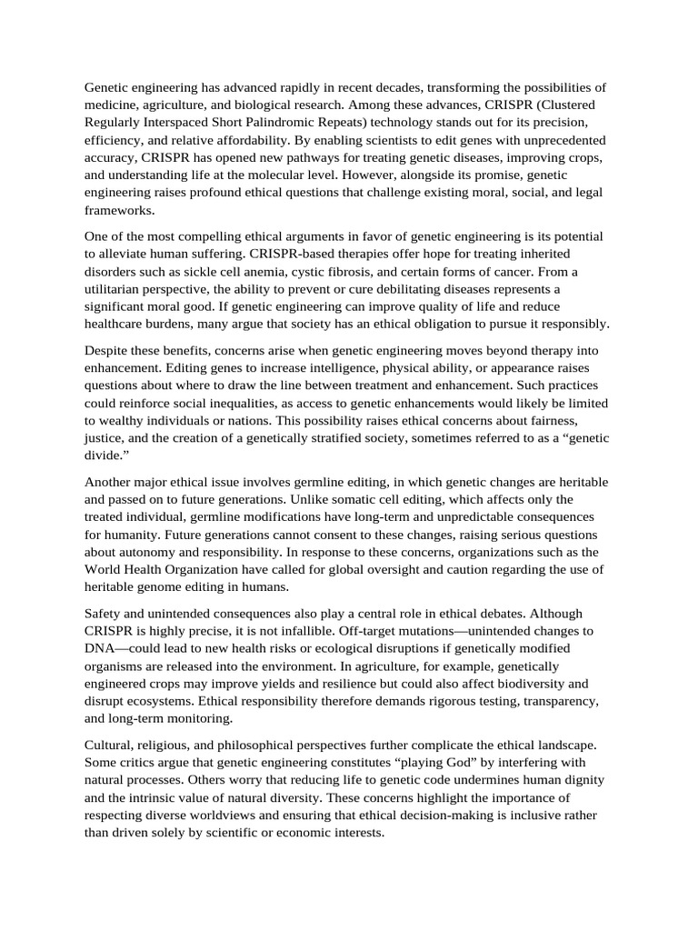 Ethical Implications of CRISPR Technology | PDF | Genetic Engineering ...
