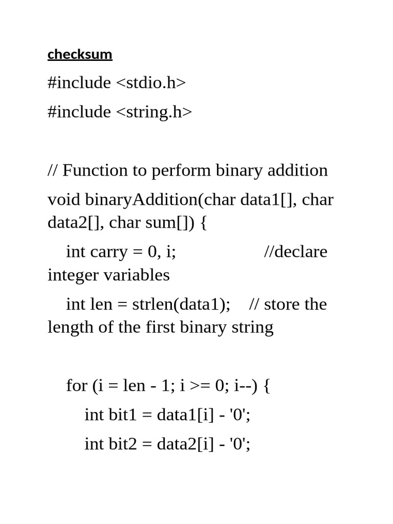 Binary Checksum and Hamming Code Implementation | PDF | Integer ...