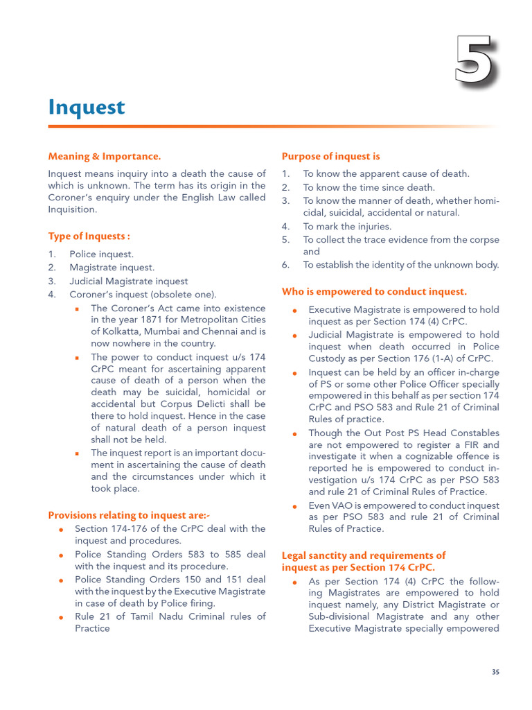 Understanding Inquests: Types & Procedures | PDF | Autopsy | Magistrate