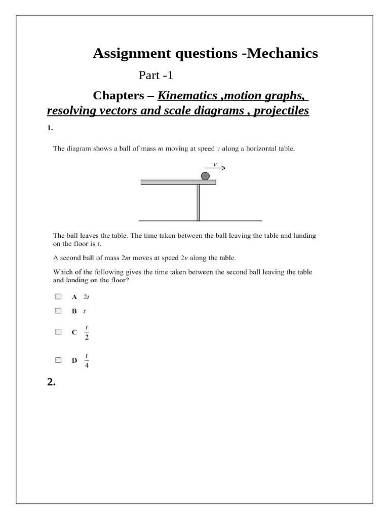 Mechanics Assignment Questions & Answers | PDF