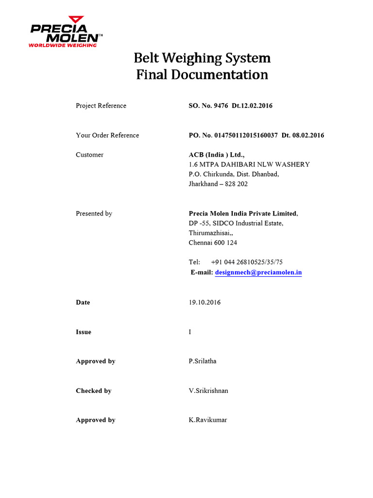 Belt Weigh Scale-Final Doc-ACB | PDF | Electrical Engineering ...