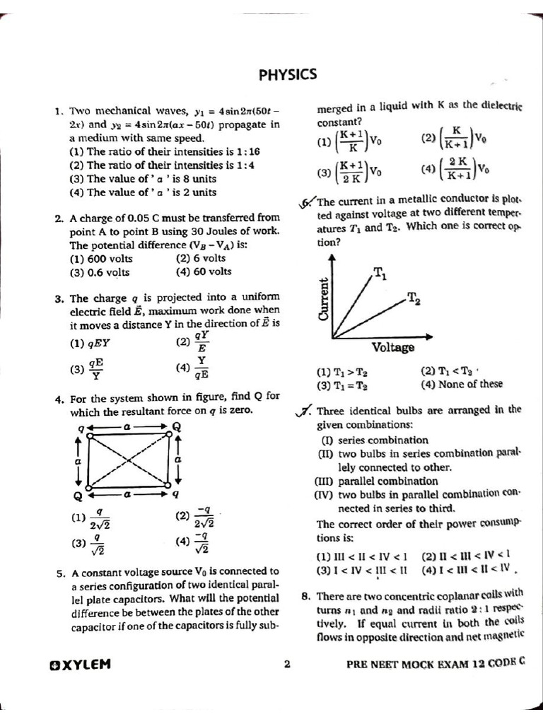 Xylem Pre Mock Exam 12 | PDF