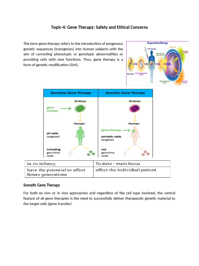 Gene Therapy: Safety and Ethical Issues | PDF | Viral Vector | Gene Therapy