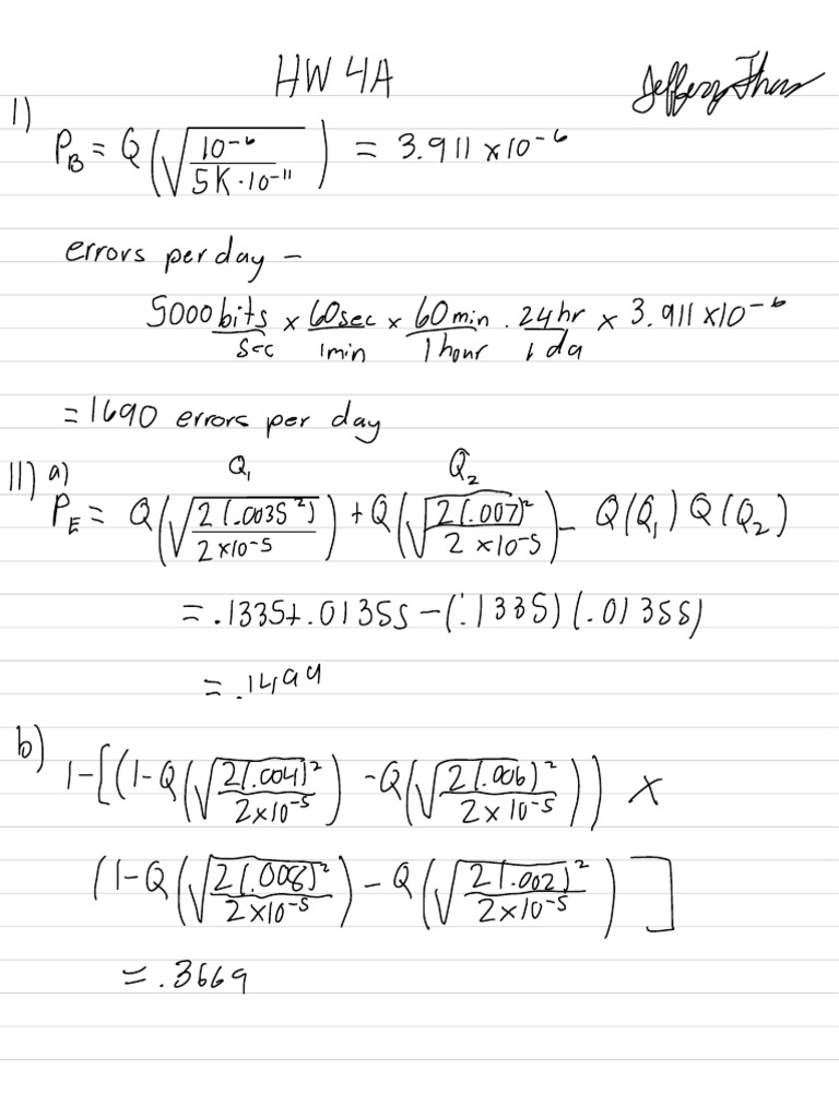 Error Rate Calculations in Communication Systems | PDF | Electrical ...