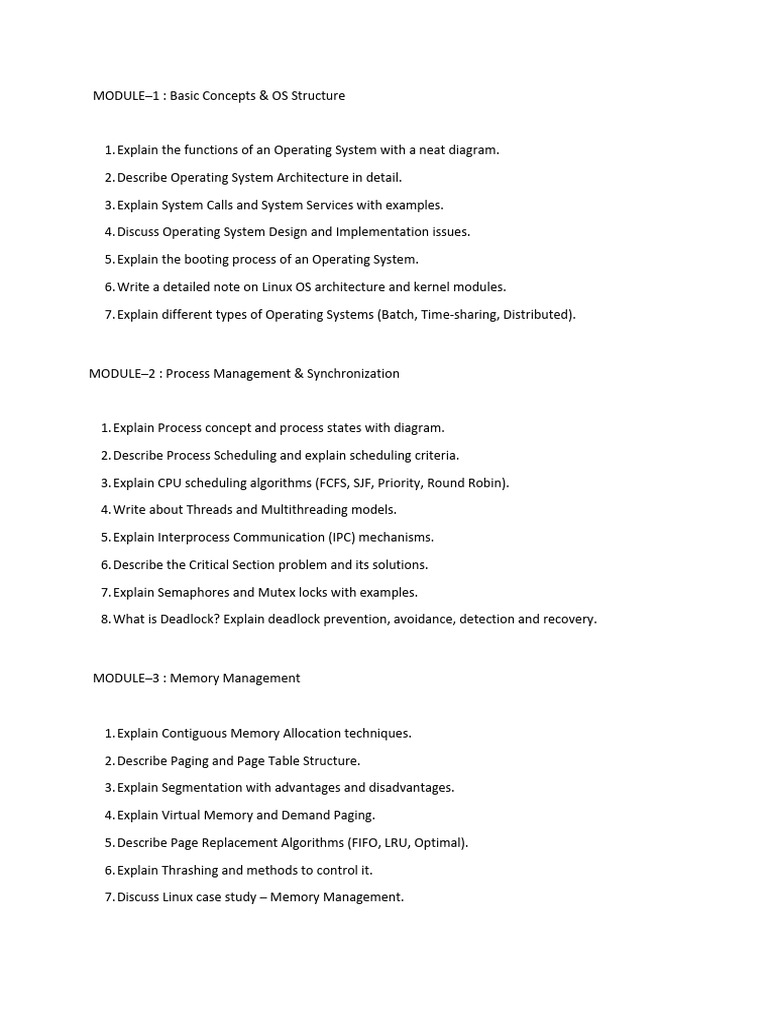 OS Important Questions - 20251229 - 212207 - 0000 | PDF