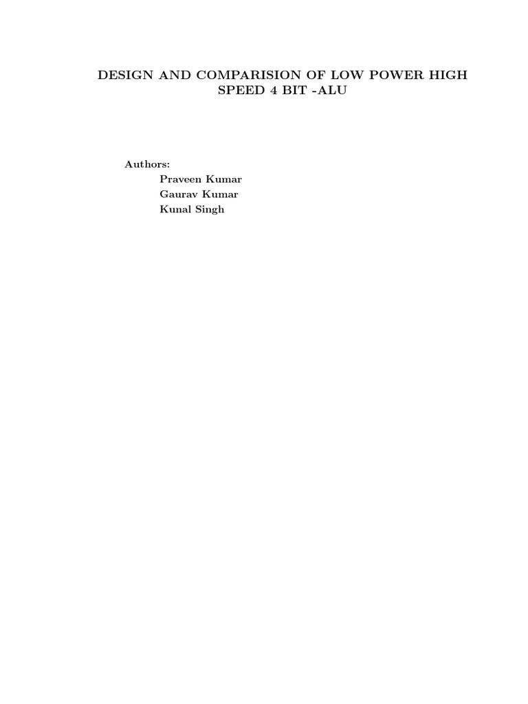 Low Power High-Speed 4-Bit ALU Design | PDF | Logic Gate | Cmos