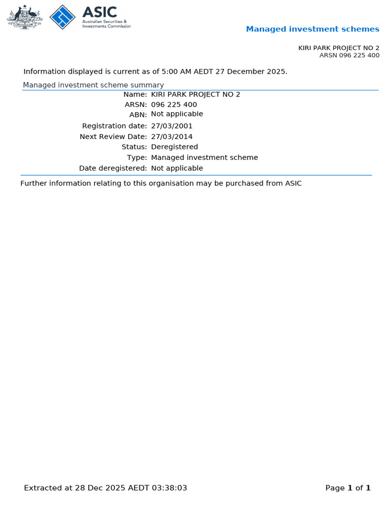 Kiri Park Project No 2 Overview | PDF