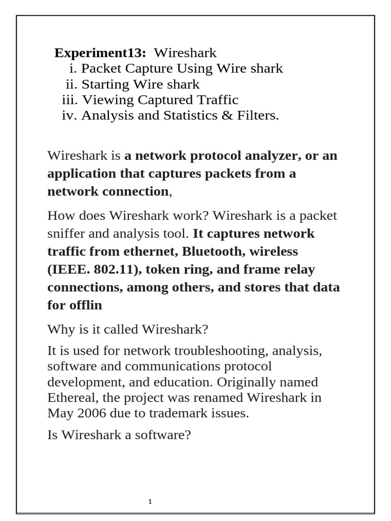 Wireshark Packet Capture Guide | PDF | Computer Network | Computer Science