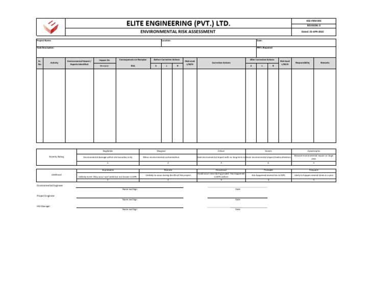 Environmental Risk Assessment Guide | PDF | Risk | Workplace