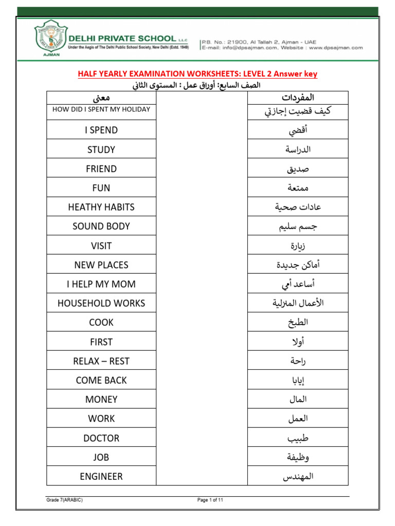 7 Level 2 Answer Key | PDF