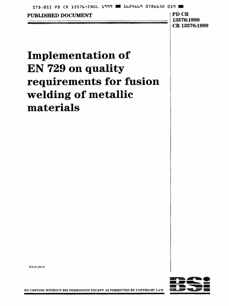 EN 729 Quality Standards for Welding | PDF | Nondestructive Testing ...
