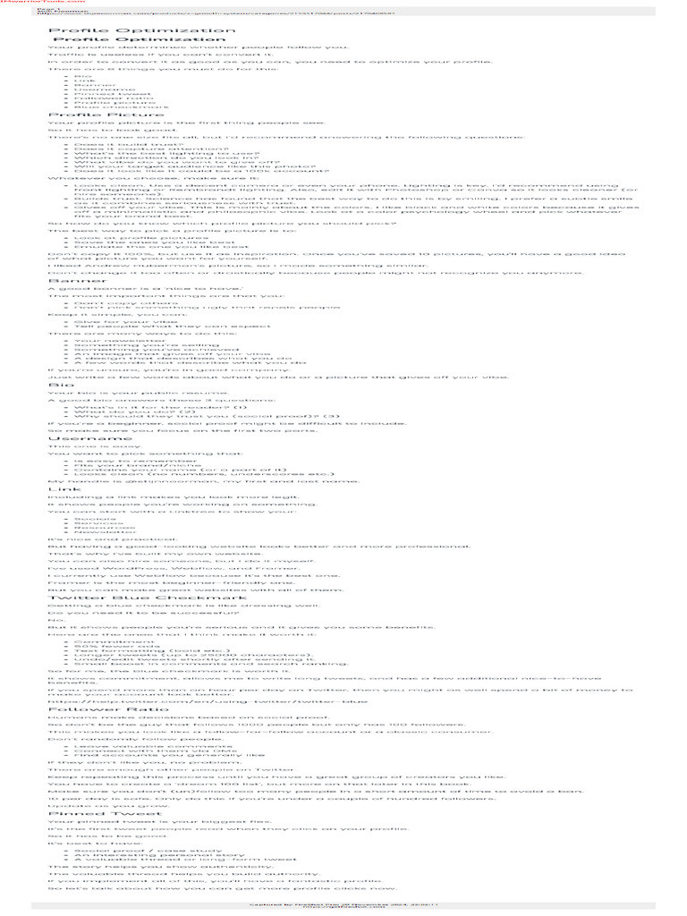 Essential Tips for Profile Optimization | PDF