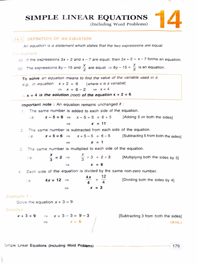 Simple Linear Equations | PDF