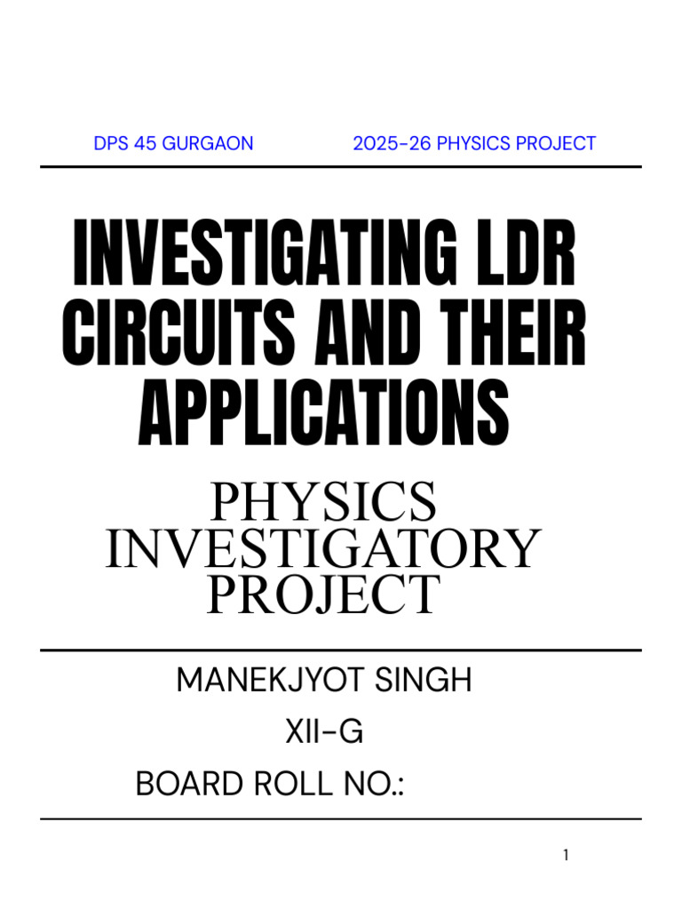 LDR Circuits and Applications Project | PDF | Electron | Electronics