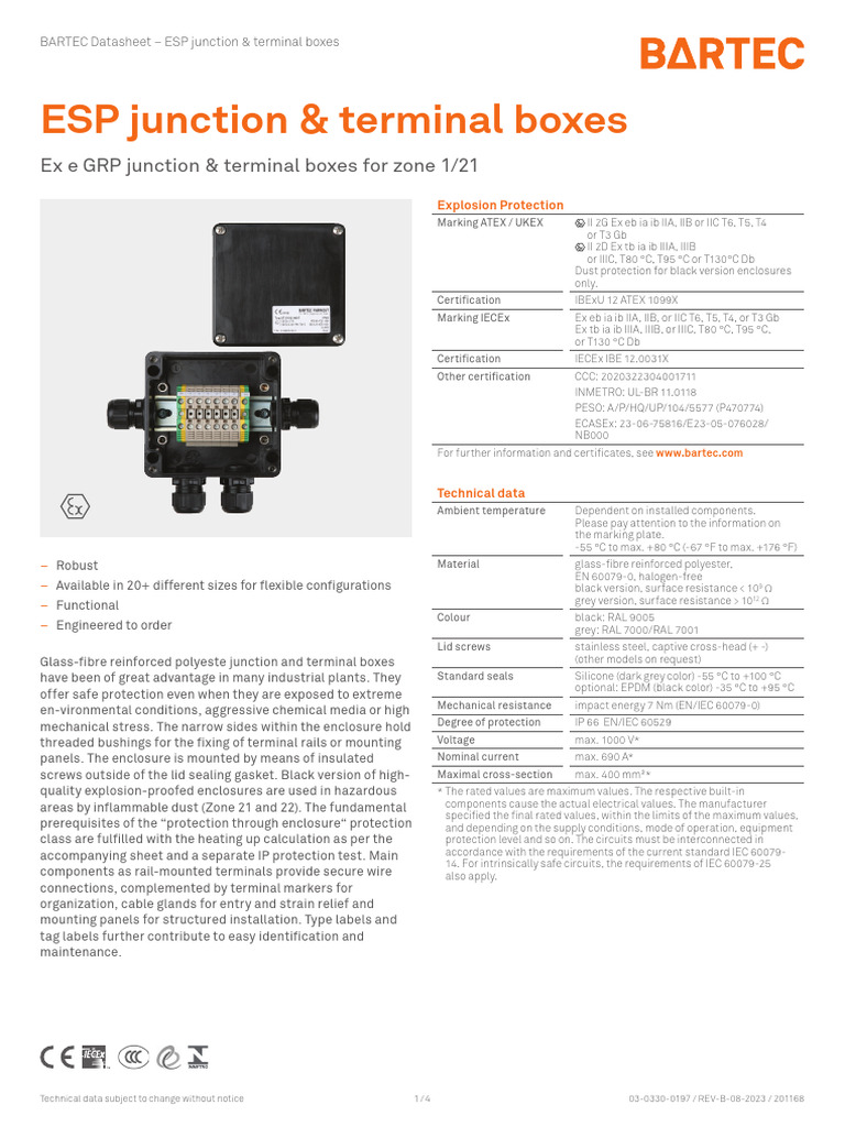 ESP Junction & Terminal Boxes Overview | PDF